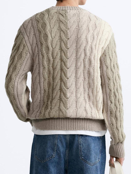 Klassischer Grobstrick-Pullover Zopfmuster Warm