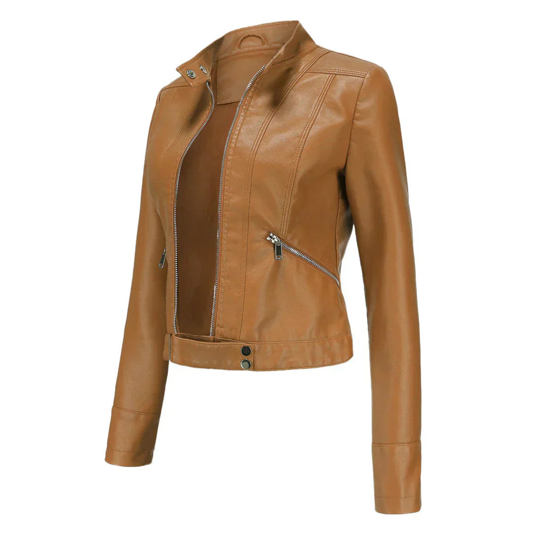 Veloura Bikerjacke Damen camel vegan Leder