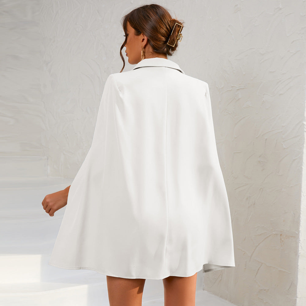 Damen Minikleid Cape Style Goldknöpfe Elegant