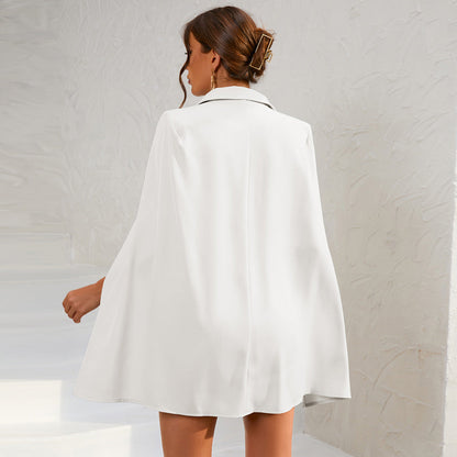 Damen Minikleid Cape Style Goldknöpfe Elegant