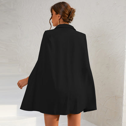Damen Minikleid Cape Style Goldknöpfe Elegant