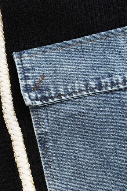 Damen Strickcardigan Denim Patches