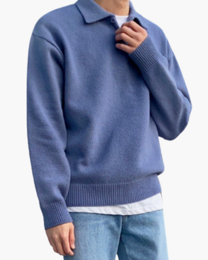 Herren Strickpullover Warm Wolle Polokragen