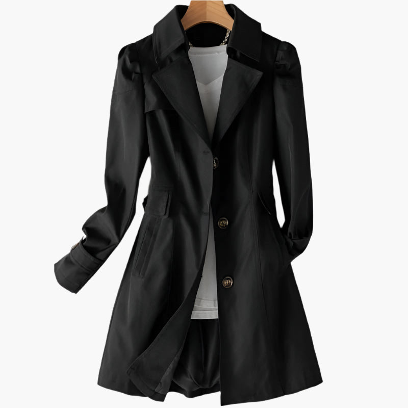 Damen Trenchcoat Lang Knöpfe