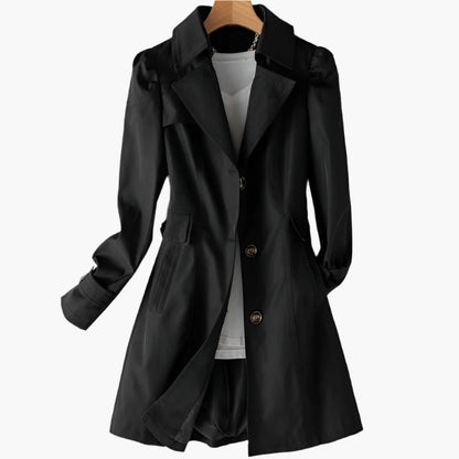 Damen Trenchcoat Lang Knöpfe