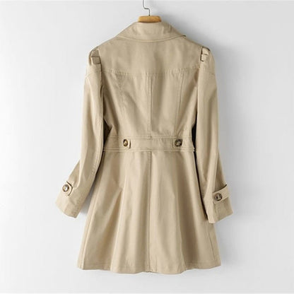 Damen Trenchcoat Lang Knöpfe