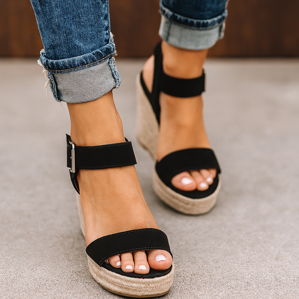 Damen Sandalen Keilabsatz Offene Zehen Sandaletten Sommer - Norvielle
