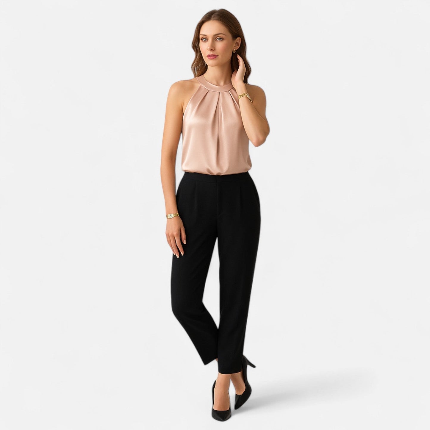 Damen Satin Halsbund Elegantes