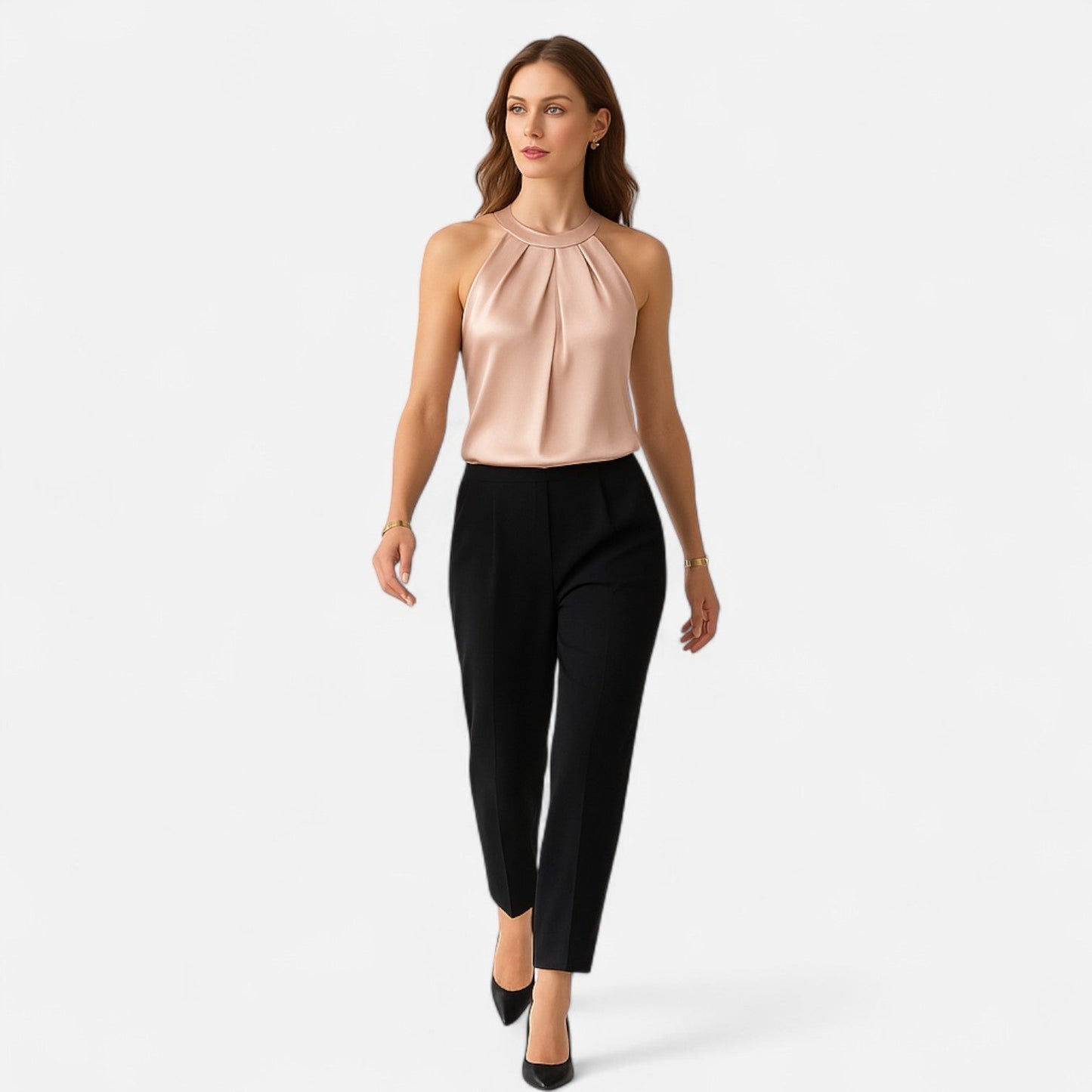 Damen Satin Halsbund Elegantes