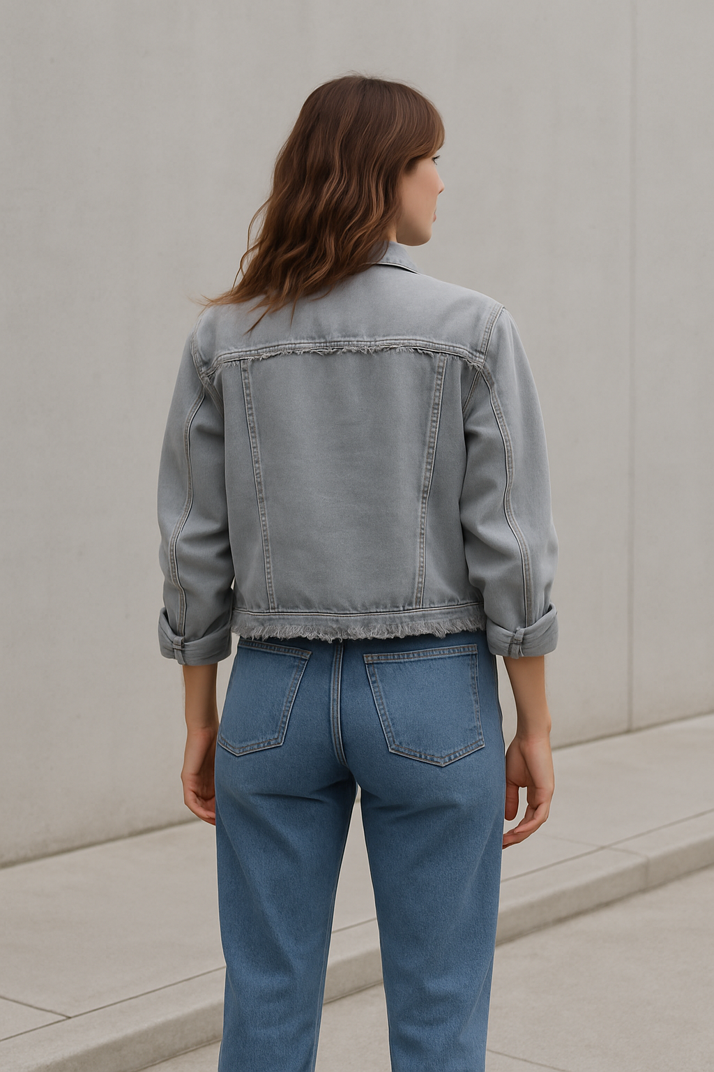 Damen Denimjacke Langärmlig Blau