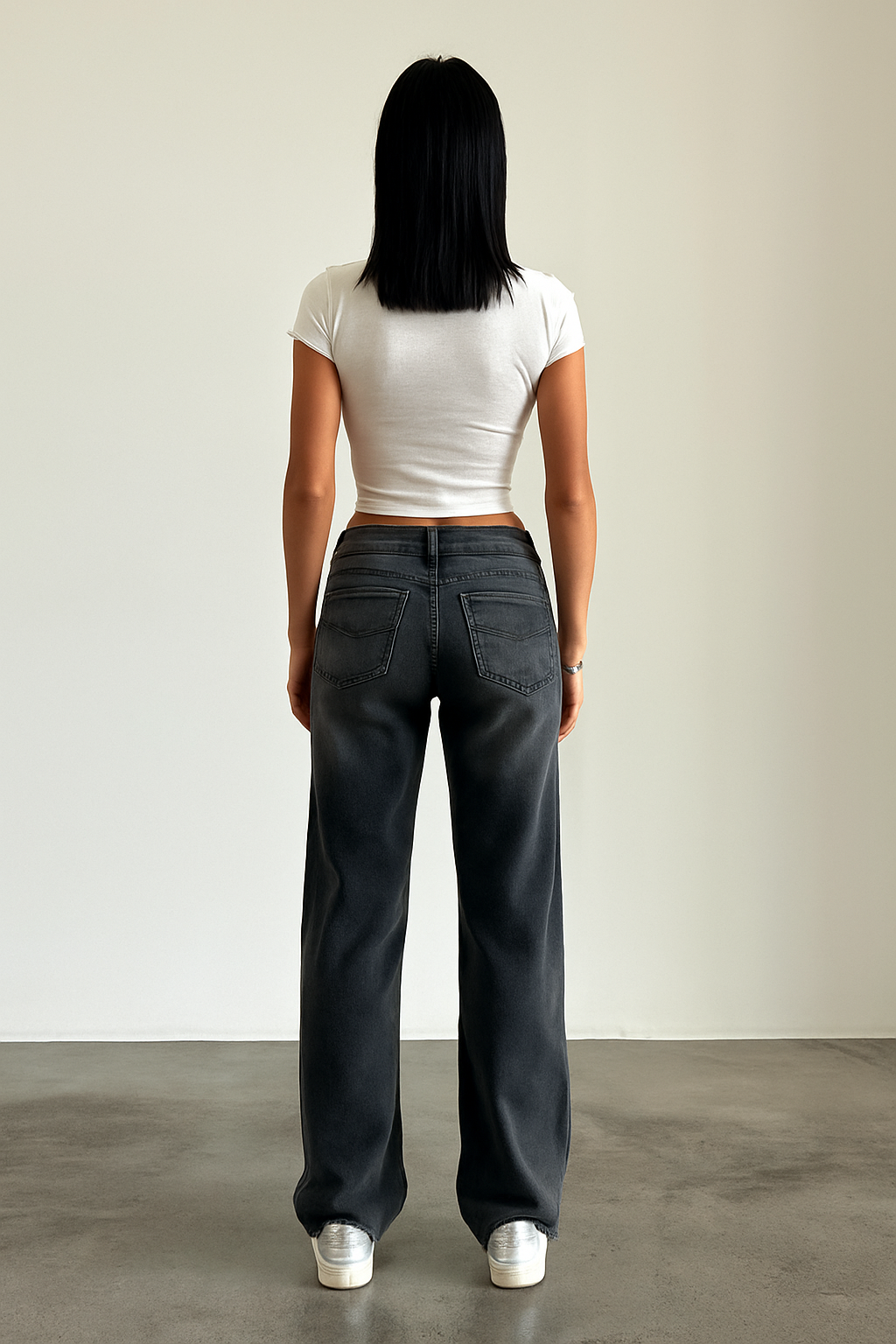 Damen Jeans Midwaist Weites Bein 4 Farben