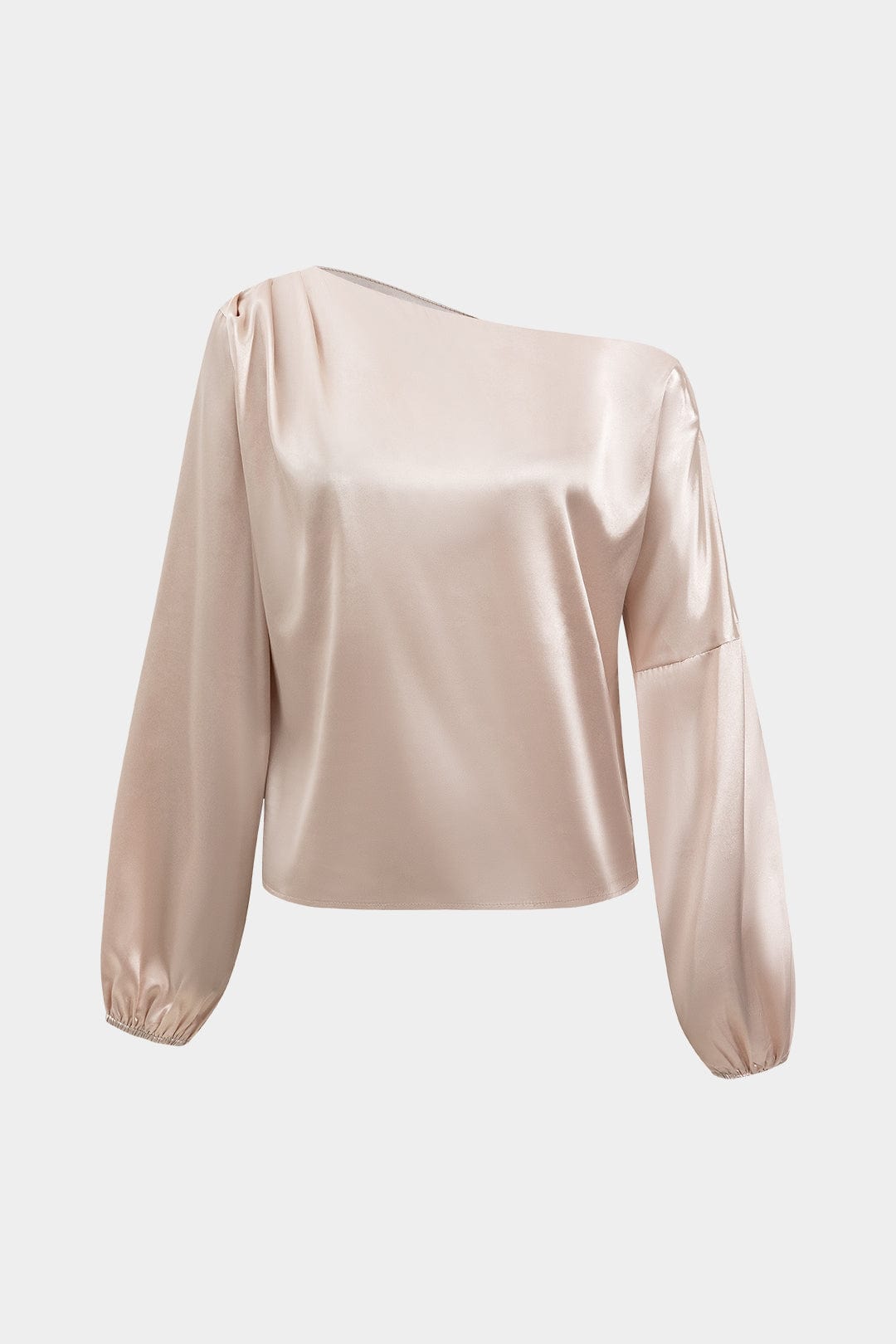 Elegante Damen Bluse Asymmetrisch Satin Schwarz - Norvielle