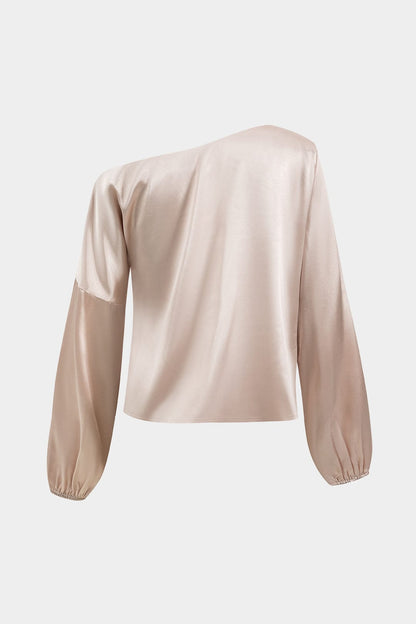 Elegante Damen Bluse Asymmetrisch Satin