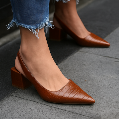 Damen Pumps Spitz Zulaufend Blockabsatz