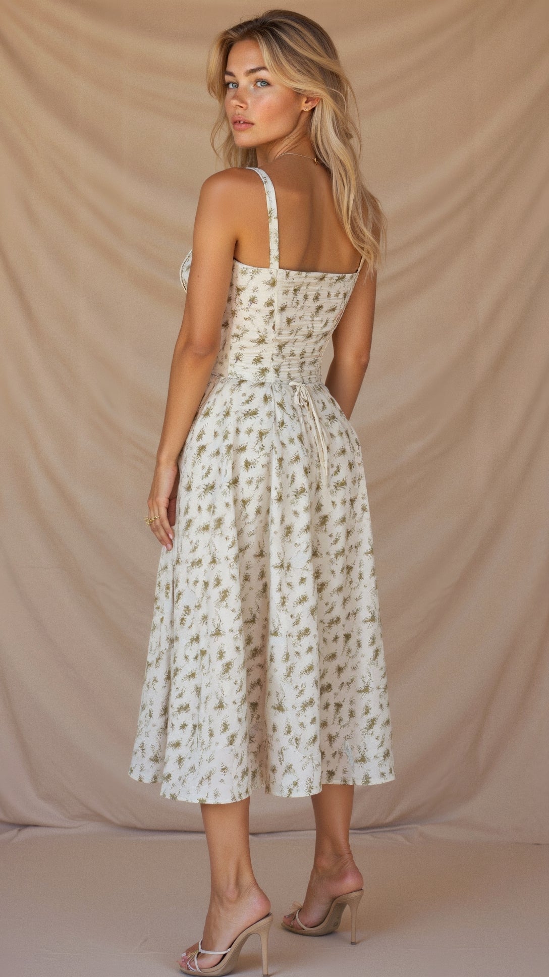 Damen Korsett Midikleid Fließender Rock