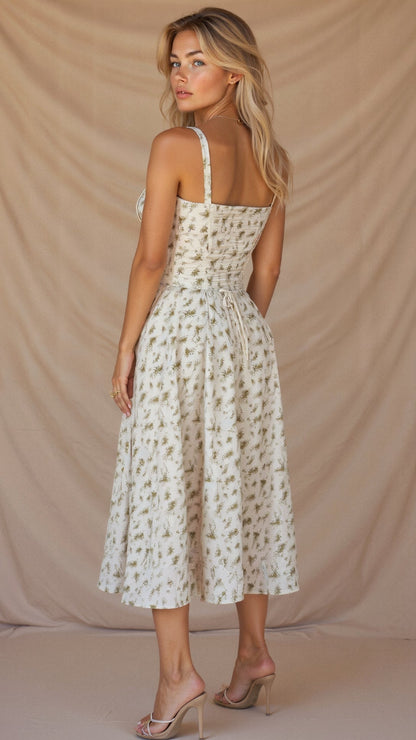 Damen Korsett Midikleid Fließender Rock