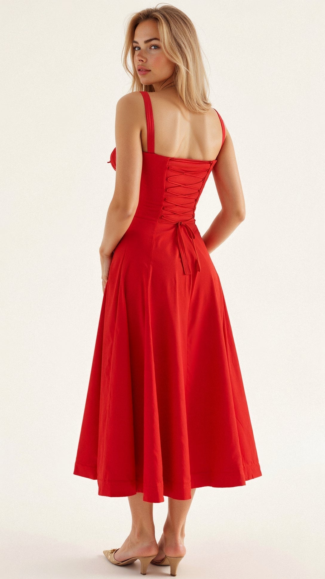 Damen Korsett Midikleid Fließender Rock