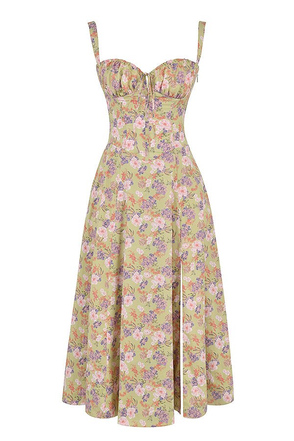Damen Korsett Midikleid Fließender Rock