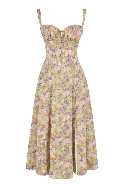Damen Korsett Midikleid Fließender Rock