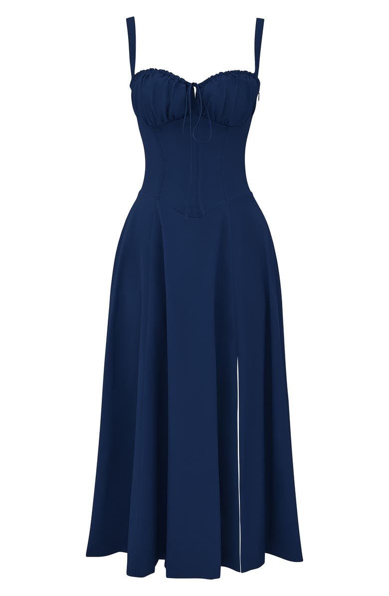 Damen Korsett Midikleid Fließender Rock