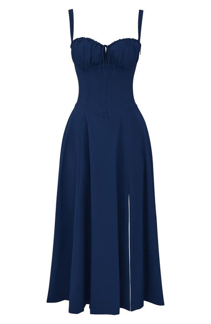 Damen Korsett Midikleid Fließender Rock