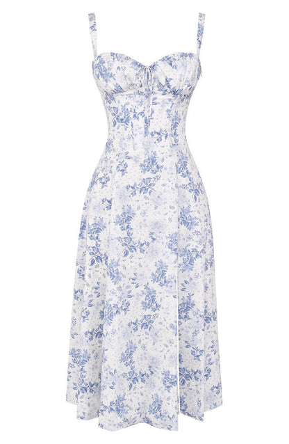 Damen Korsett Midikleid Fließender Rock