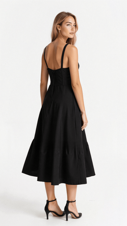 Damen Korsett Midikleid Fließender Rock