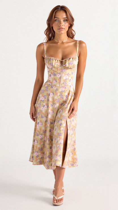 Damen Korsett Midikleid Fließender Rock - Norvielle