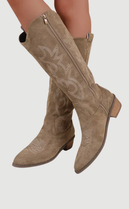 Damen Western Boots Wildleder Chic Schwarz - Norvielle