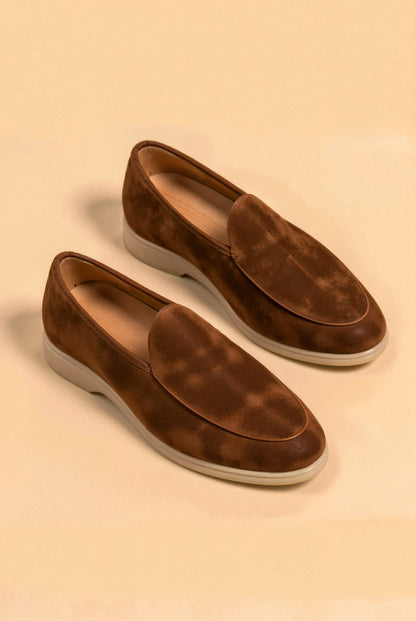 Braune Leder-Loafer-Schuhe Einfach - Norvielle