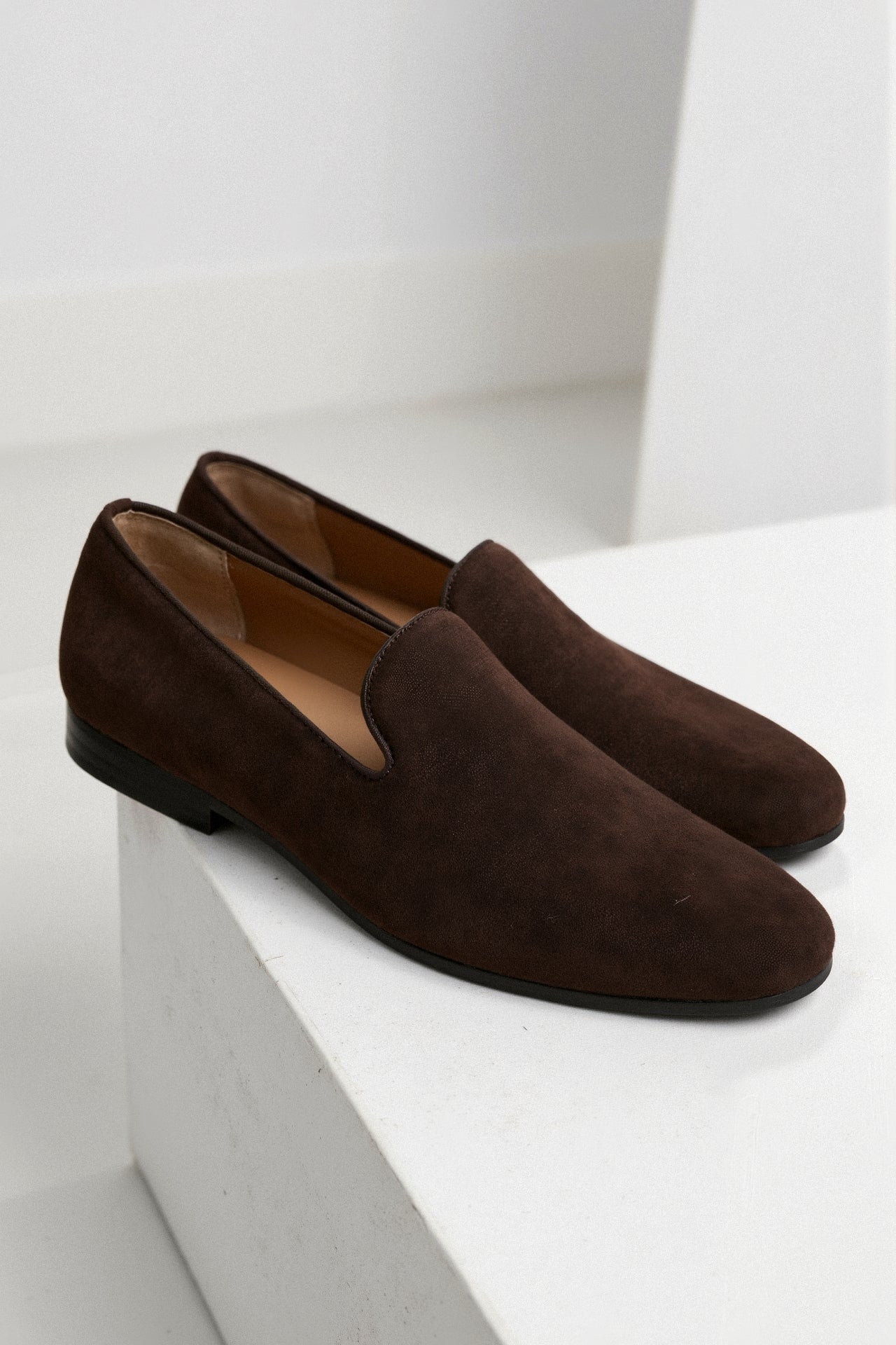 Braune Herren Loafer Schuhe Wildleder Elegant - Norvielle