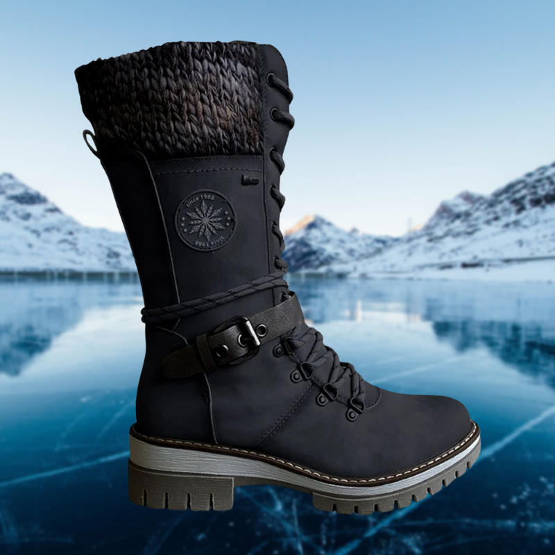 Damen Lederstiefel Winter Bequem