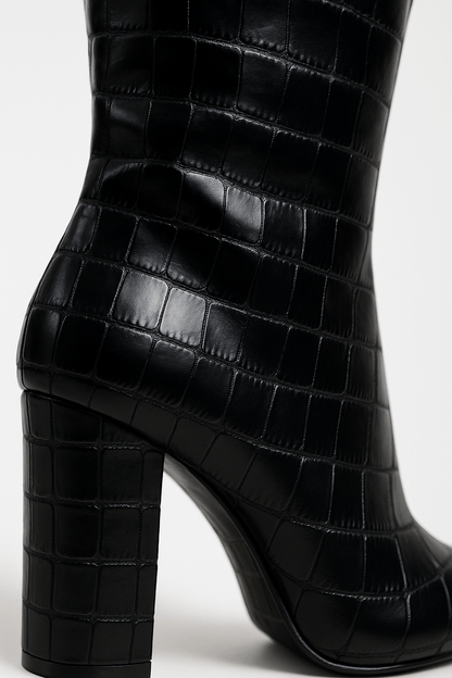 Damen Stiefel Krokomuster Quadratischer Absatz