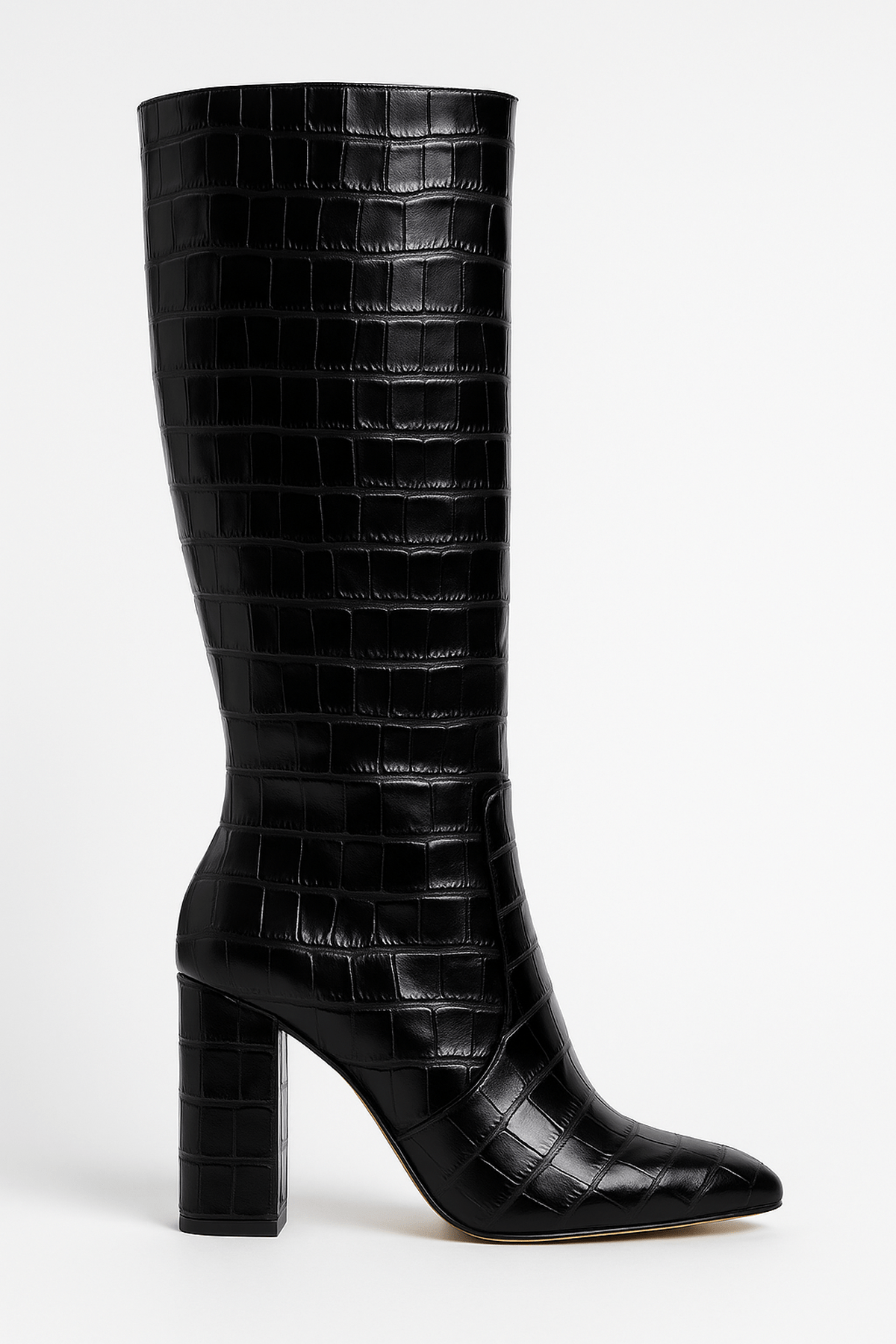 Damen Stiefel Krokomuster Quadratischer Absatz - Norvielle