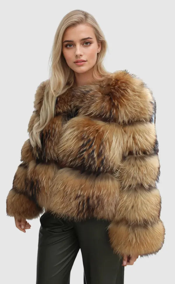 Damen Kunstfell-Jacke Lang Stilvoll Schwarz - Norvielle