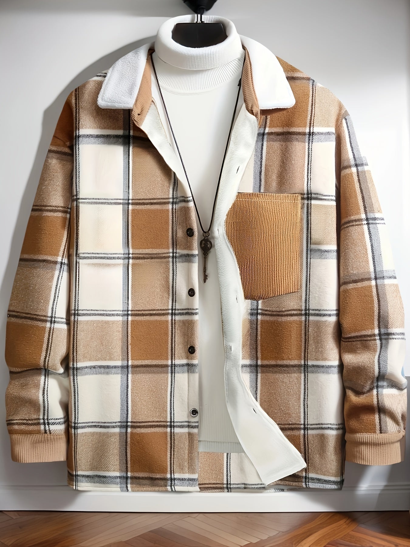 Herren Übergangsjacke Karomuster Lässig Modern - Norvielle