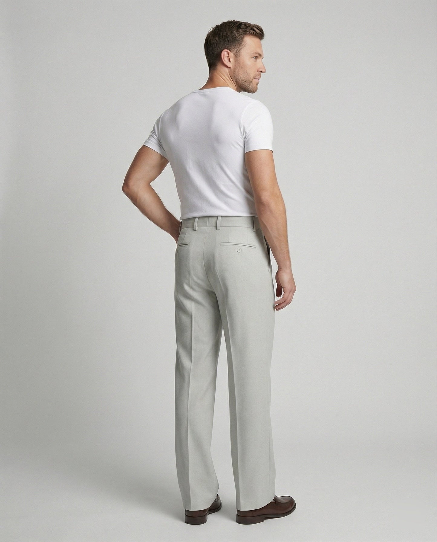Herren Slimfit Hose Wollmischung Mikrofaser Schlagdesign