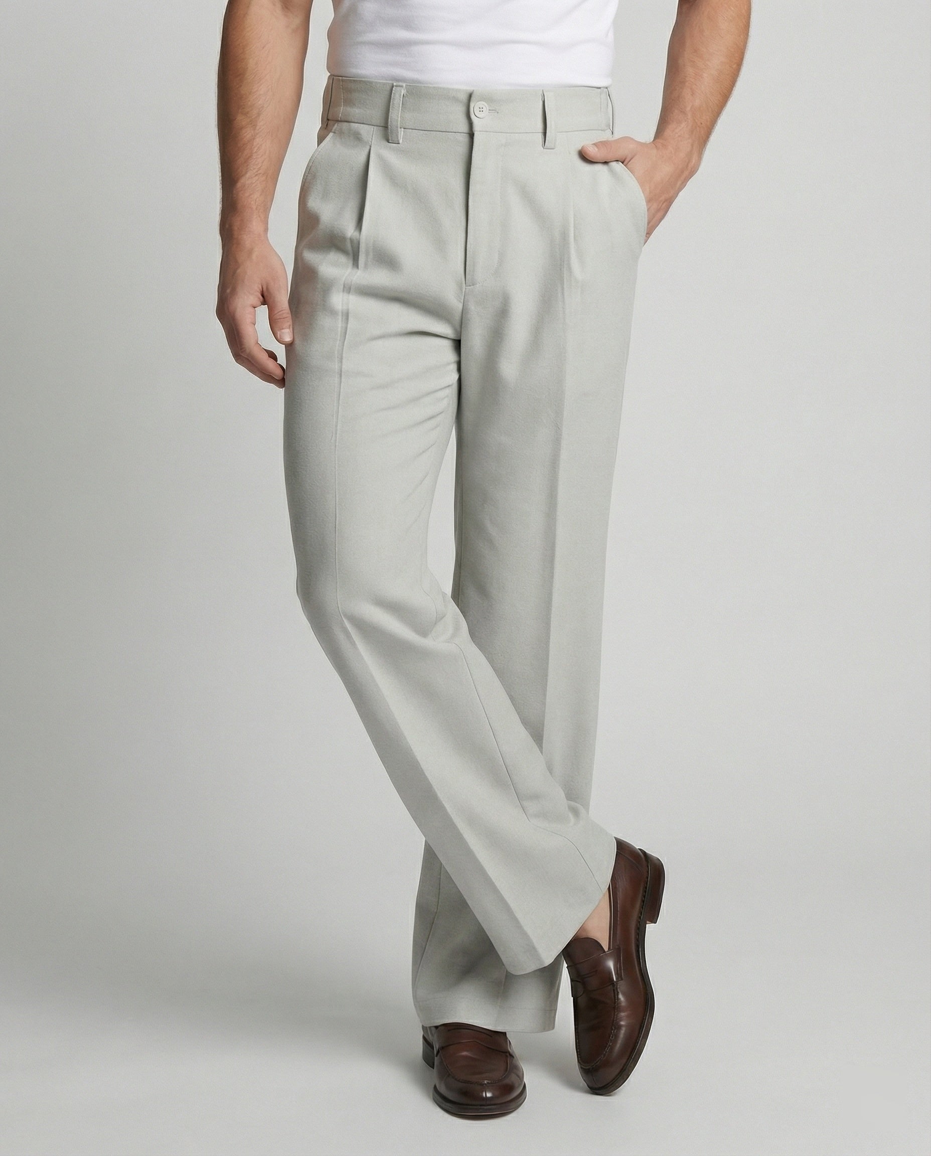 Herren Slimfit Hose Wollmischung Mikrofaser Schlagdesign - Norvielle