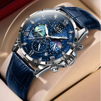 Herren Edelstahl Chronograph Armbanduhr