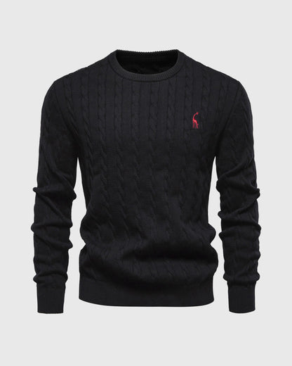 Herren Strickpullover Zopfmuster Baumwolle Bequem