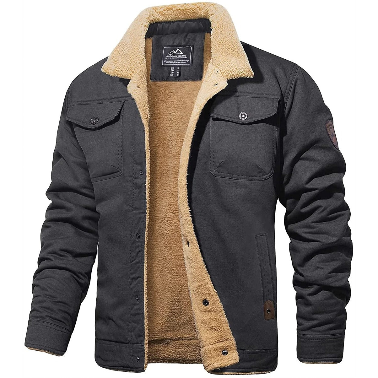 Herren Bomberjacke Gefüttert Warm Brusttaschen