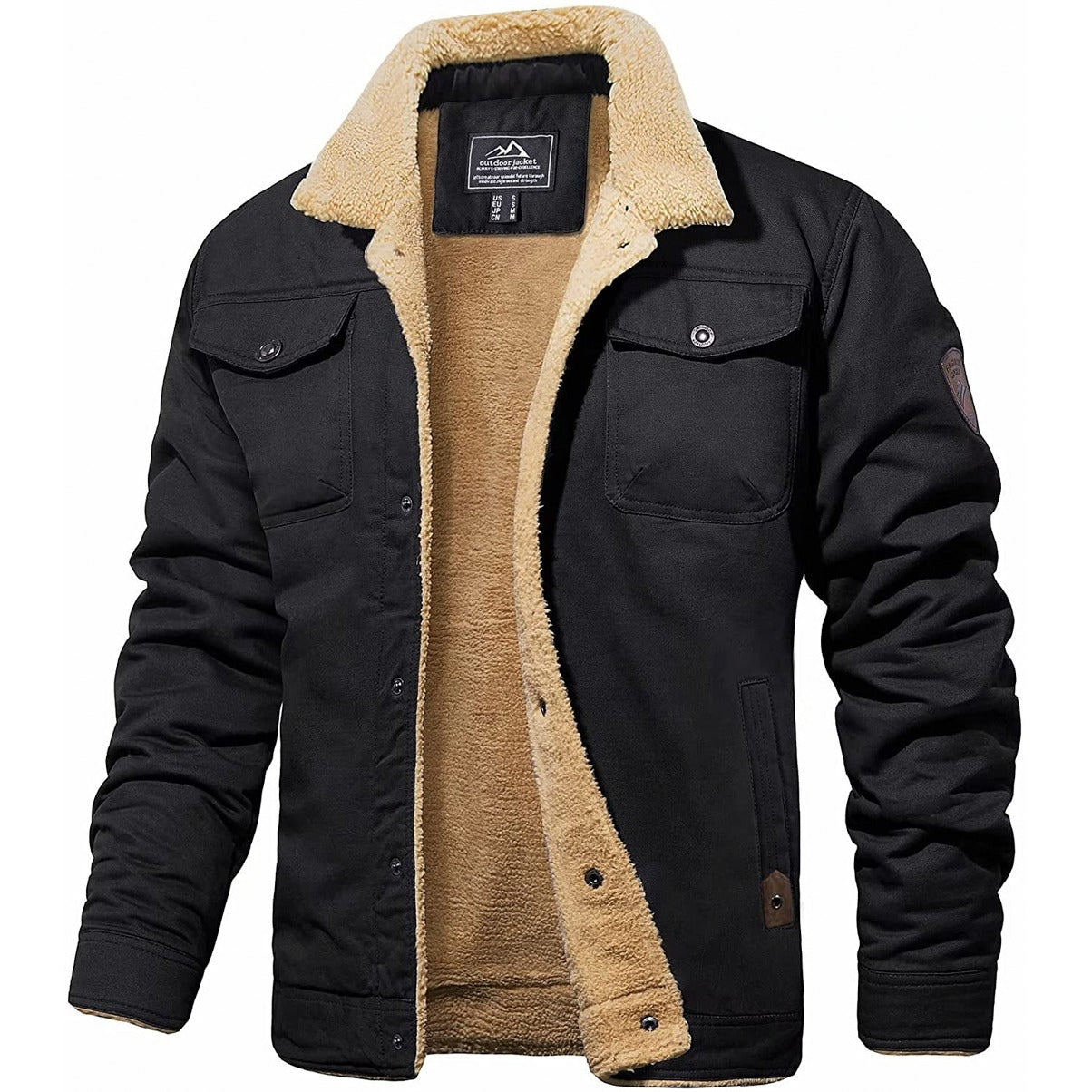 Herren Bomberjacke Gefüttert Warm Brusttaschen