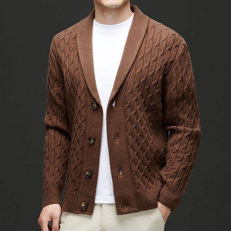 Herren Strickjacke Klassisch Braun