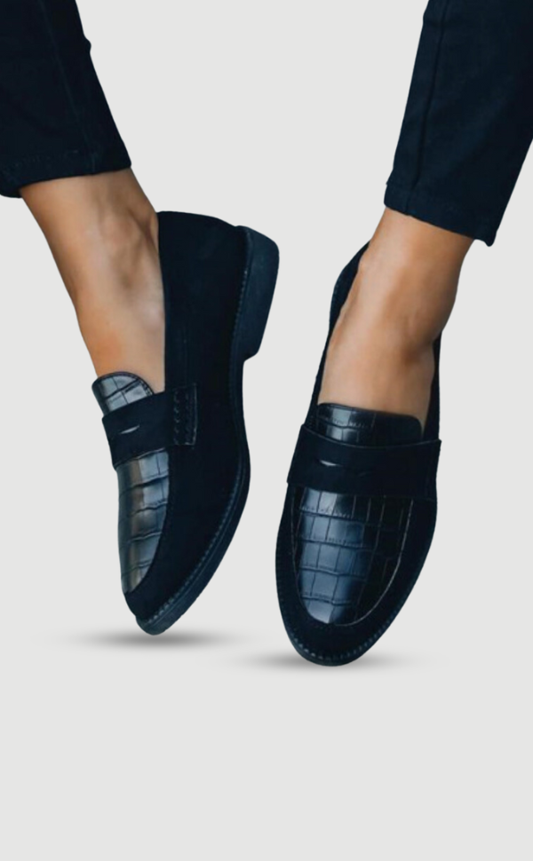 Damen Loafers Bequem Elegant Leder
