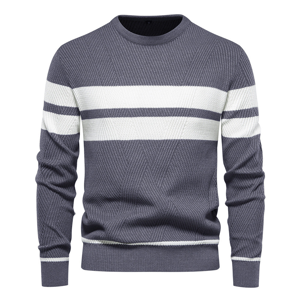 Herren Pullover Rundhals Streifen Klassisch