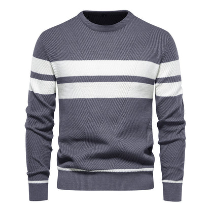 Herren Pullover Rundhals Streifen Klassisch