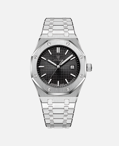 Herren Armbanduhr Edelstahl 41mm Elegant es Lederband