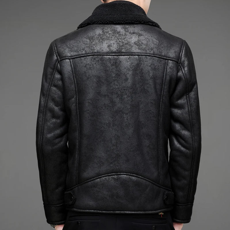 Herren Lederjacke Vintage Ledermantel Elegant