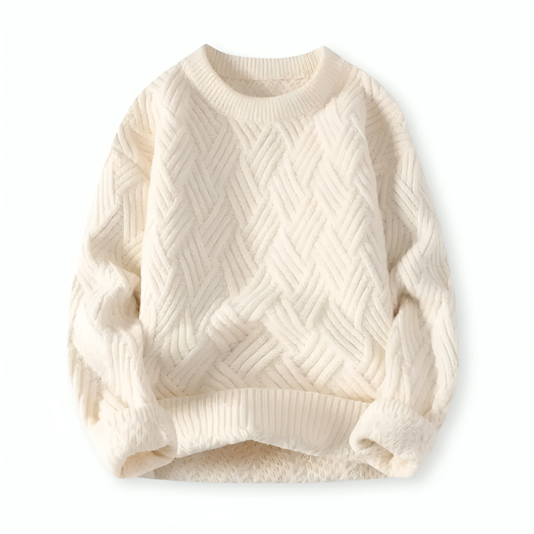 Herren Pullover Wollmischung Klassisch Zopfmuster Warm