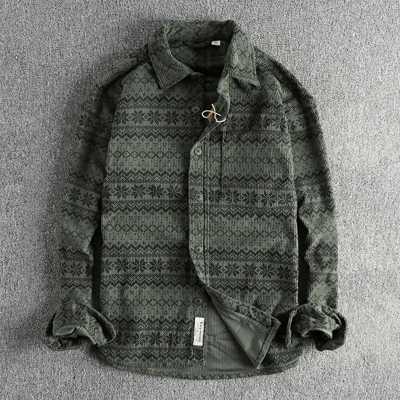 Herren Cordhemd Blau Retro Freizeit